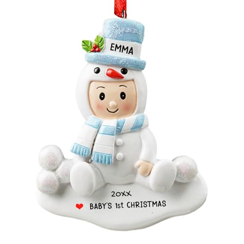 Image of iDIY Personalized Baby's First Christmas Ornament - 2025 Baby Boy Blue Resin Ornament, Custom Christmas Tree Decorations, 1st Xmas Ornament Keepsake Gift for Newborn Baby - Custom Name & Year