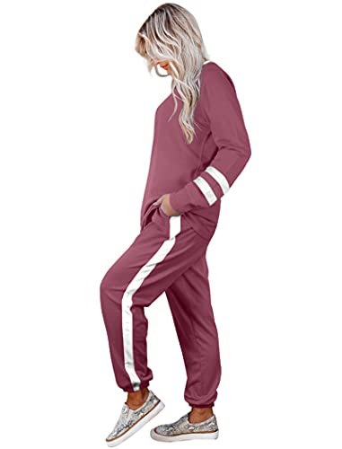 Image of Aloodor Sweatsuit for Women 2 Piece Outfits for Womens Crewneck Sweatshirts Pullover