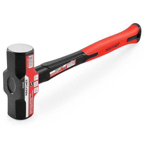 Image of MAXPOWER 3lb Sledge Hammer, Drop forged Steel Head, 12.8 inch Fiberglass Handle Shock-Resistant