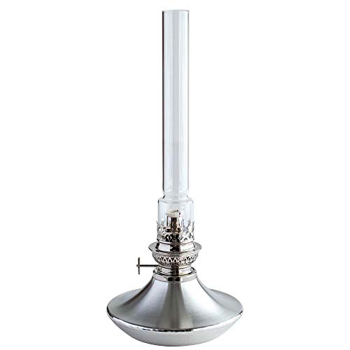 Danforth Pewter Cape Oil Lamp &ndash; Traditional and Vintage Style Oil Lamps for Indoor Use &ndash; 14.5&rdquo; High with Glass Chimney, Made in USA
