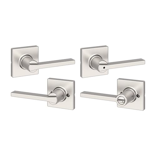 Image of Kwikset Casey Interior Passage Door Handle 2 Pack, Lever for Closet and Hallway Doors, Reversible Non-Locking Handle Lever, Satin Nickel, with Microban Protection