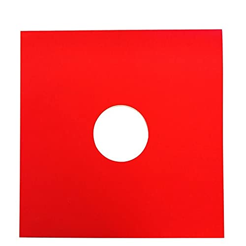 MayRecords 7インチ 10インチ12インチ レコードジャケットスリーブ 保護ケース 保護紙袋 両面穴あき LP用 10枚セット (12インチ, 赤)