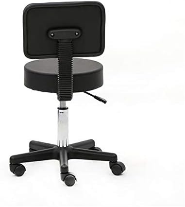 Miniatura 5 de XIAOSENLIN Taburete redondo de piel sintética con reposapiés, ajuste de altura giratorio para spa, dibujo, salón, tatuaje, trabajo, oficina, masaje,