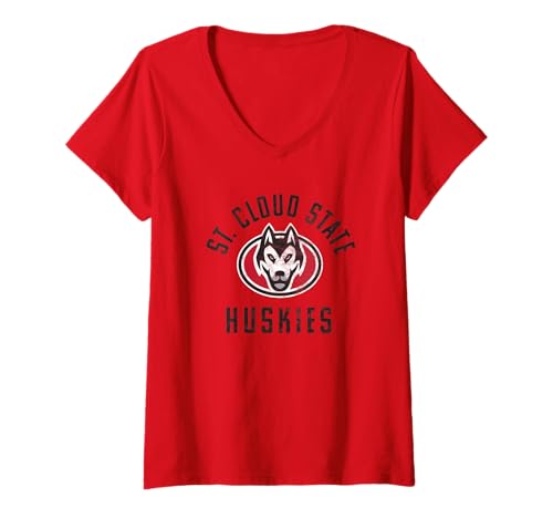 Womens St Cloud State University SCSU Huskies Large V-Neck T-Shirt
