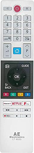AE® Toshiba TV Remote Control CT-8533 CT8533  for Toshiba LCD OLED LED SMART UHD 4K Television with Netflix F-Play Freeview Play and Rakuten Button