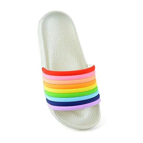 Thingimijigs Girls Rainbow Striped Pool Sliders Cover