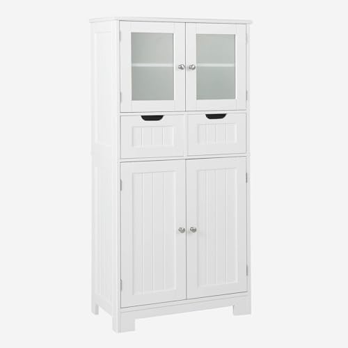 LIFEZEAL Armario Baño Suelo 2 Puertas con Cajones (Blanco)