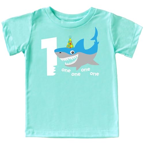 Olive Loves Apple Shark 1st Birthday Shirt for Baby Boys Shark Themed First Birthday Outfit Chill Short Sleeve Shirt