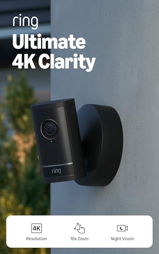 Image of Ring Outdoor Cam 4K Pro, Wired (newest model), Black with Hardwired Kit for Cameras