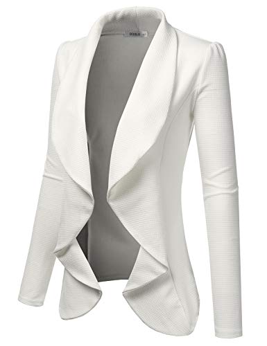 Doublju Classic Draped Open Front Blazer Jacket For Women With Plus Size #TOP1