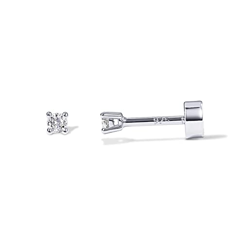 PAVOI 14K Gold Plated Solid 925 Sterling Silver Post Cubic Zirconia Stud Flat Back Earrings for Women - Cartilage Earring - Helix Piercing Jewelry - Small Stud Earrings for Women