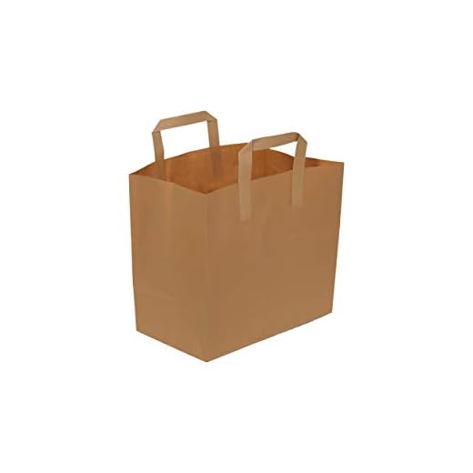 Sac en papier - Poignée plat - 22x12x22 - 70gsm - 50 piéces - Papier kraft marron - Non imprimé - 0 Recyclable