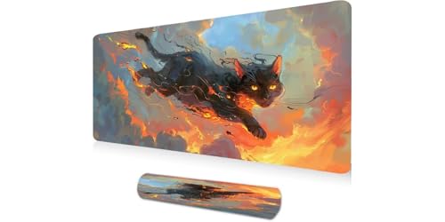 Tapis de souris XXL 1000x400mm léopard avec bords cousus modèle A-158