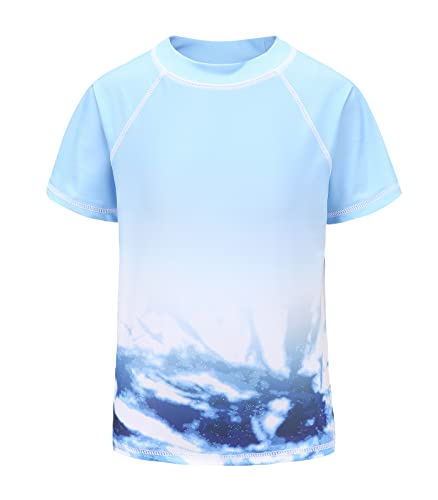 Image of Girls Rash Guard Swimsuits Short Sleeve Swim Shirt for Kids Girls One Piece Bathing Suit Swimwear 7-16 Years