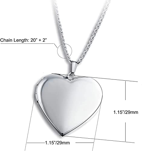 Phocksin Heart Locket Necklace For Women Girls Men Picture Photo Lockets That Holds Pictures 18"-20" Adjustbale Chain #TOP5