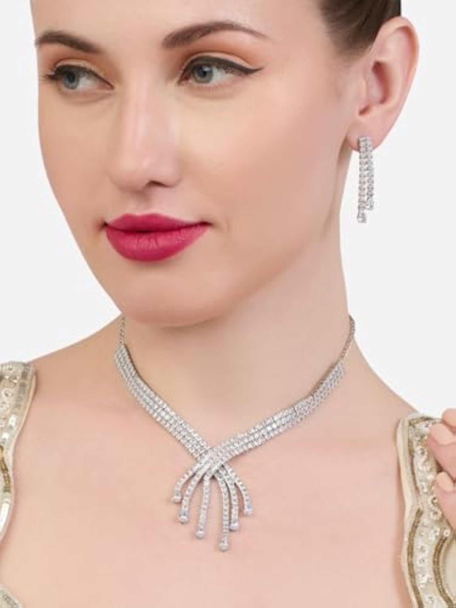 Women's Dazzling Austrian Diamonds Necklace & Earring Set