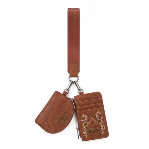 Image of Wrangler Keychain Wristlet Wallets for Women Western Dual Pouch Wristlet Credit Card Holder Wallet