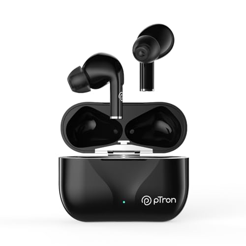 pTron Basspods P181 in-Ear TWS Earbuds with 32Hrs Total Playtime, Clear Calls, Bluetooth 5.1 Wireless Headphones, Stereo Audio, Touch Control, Type-C 