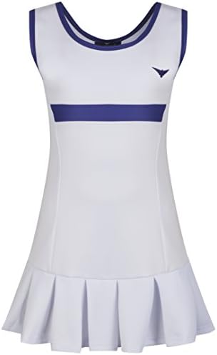 Girls White and Blue Pleated Tennis Dress Junior Netball Dress/Sportswear (6-7 Year Old)