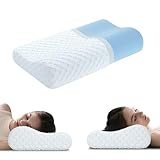 Hcore Contour Memory Foam Pillow Neck Cervical Orthopedic Pillow for Sleeping Side Back Stomach Sleeper, Ergonomic Bed Pillow for Neck Pain (Firm)