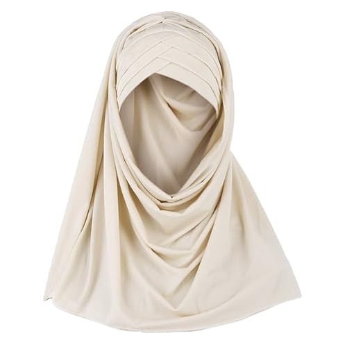 TINAYAUE One-piece Muslim Hijab Islamic Headscarf for Women Girls Versatile Solid Long Scarf Head Cover Wrap Turban Cap - Main Image