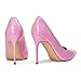 Elisabet Tang Women's High Heels Pumps Closed Pointed Toe Stiletto 4inch Heels Classic Office Special Dressy Wedding Pump Shoes Pink Patent 9