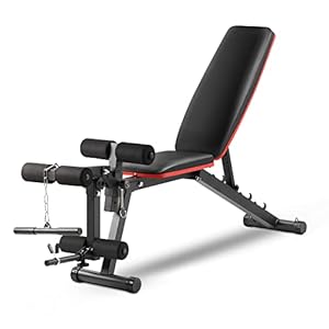 Weight Bench Adjustable Workout Bench Home Strength Training Bench, Incline Exercise Bench with Leg Extension and Curl (Red line)