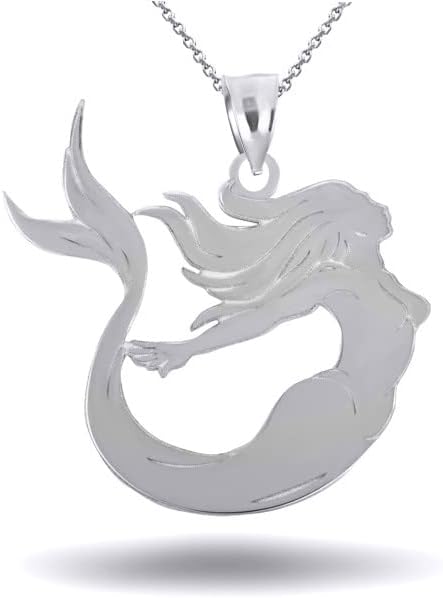 Claddagh Gold Exquisite .925 Sterling Silver Engravable Sea Mermaid Ocean Pendant Necklace - Choice of Chain Length or Charm Only