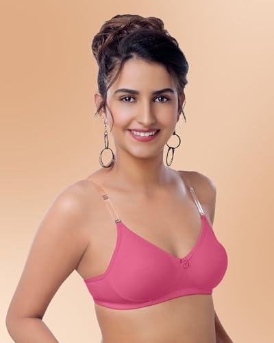 Image of Brida Monica Women's Wide Strap Bra - Soft Hosiery Cotton, Non-Padded, Wireless, Seamless Full Coverage T-Shirt Bra