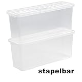 #11 AUFBEWAHRUNGSBOX - für 36 DVDs - Aufbewahrungsbox mit Deckel 1 Stück - 60x20x25cm - transparent klar - stapelbar - Kunststoff Box Stapelkiste Unterbettkommode Büro