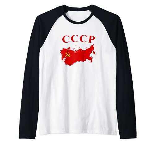 Bandera Soviética URSS CCCP Mapa de la Unión Soviética Camiseta Manga Raglan