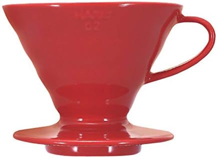 Hario V60 Ceramic Coffee Dripper Pour Over Cone Coffee Maker Size 02, Red