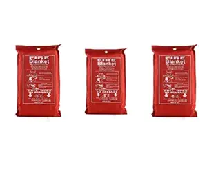SENSE SAFETY Emergency Blanket (1 x 2 M) Survival Fiberglass | Protection Fire Suppression Blanket Shelter Safety Cover for Kitchen, Fireplace, Grill, Car, Camping | Flame Retardant-Combo (Pack of 3)