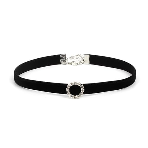 ZOOMIMI Collana girocollo in tessuto denim alla moda per donna, regolabile, con strass, accessorio per collana