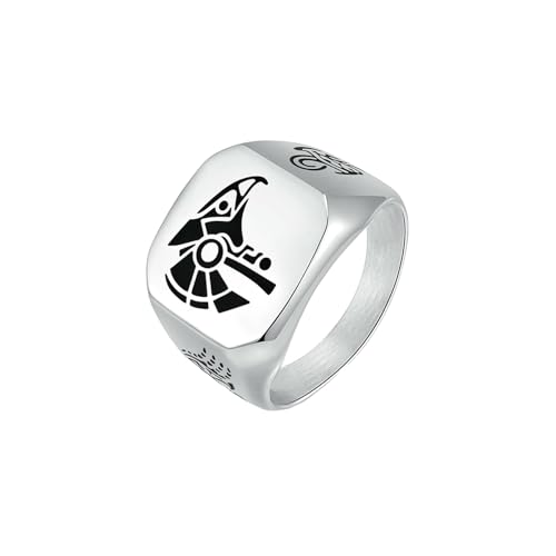 HUANGBONIG 2 anillos de titanio con dios del cielo para hombre, accesorios artísticos minoritarios, 8#, Metal