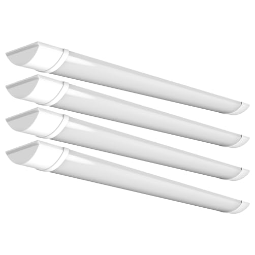 4lite Indoor Batten (White) Pack of 4 3400lm 4ft Cool White IP20 Rated Twin LED Integrated 30W Strip Light - 4L3/2011x4-4Yr Guarantee