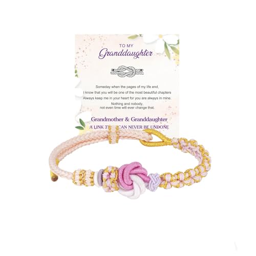 To My Granddaughter-Infinity Forever Love Heart Bracelet, Natural Emperor Stone Double Layer Purple Beaded Woven Wrap Bracelets Adjustable Mind Peace Gift Jewelry