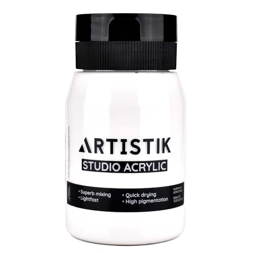 Artistic Acrylic Paint Jar - High-Pigment, Fade Proof Painting Supplies, Suitable for Canvas, Wood, Leather, Fabric, Stone & Craft - White 500ml
