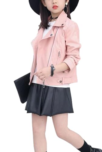 Girls Collar Motorcycle Leather Coat Jacket Children's Soft Leather Jackets Outerwear Slim Tops3