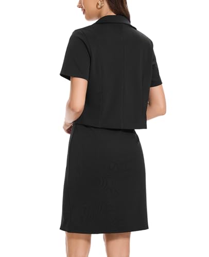 Women's Business Dress Suit Set 2025 Short Sleeve Blazer 2 Piece Outfits Work Blazer Formal Dress Suit3