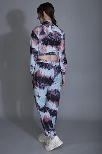 Image of GRECIILOOKS Co-ord Set for Women Stylish | Crop Top Fit Lycra Winter Hoodie set | Woolen Sweatshirts & Hoodies & T-Shirt For Girl | Printed Drawstring Trouser Clothes Hoodie with Pocket