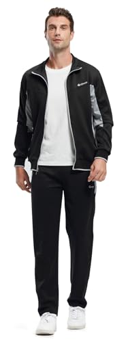 Image of Rdruko Men's Athletic Casual Tracksuit 2 Piece Full Zip Jacket Sweatsuit Outfit Jogger Fleece Set