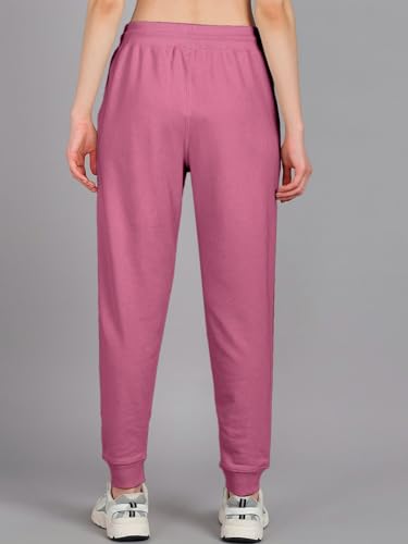 Image of Vogaan Women's Cotton Blend Regular Fit Track Pants | Drawstring Waist Solid Joggers | Super Combed Casual Joggers for Running & Gym
