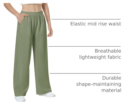 Image of EXARUS 3 Pack Girls Wide Leg Pants Flowy Linen Teen Casual Loose Baggy