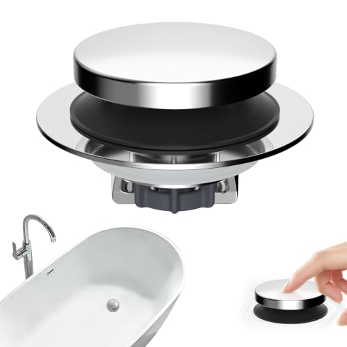 Hibbent 3 In 1 Metal Bathtub Drain Stopper, Universal Pop Up Tub Stopper