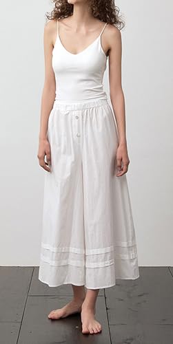 CHARTOU Women Flowy Wide Leg Palazzo Carpi Pants with Pockets Lightweight Crop Pants2