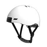 LVSHUOHC Cascos Bicicleta Carretera con CáMara De AccióN HD 1080p Y Bluetooth, Cascos MTB Hombre con Luces Delanteras Multimodo Y Luces De Advertencia Traseras, CóModo De Llevar, Unisex,White