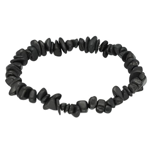 Lebensquelle Plus Bracciale popolare a schegge | Bracciale elastico artigianale a schegge | Vera pietra naturale (Shungite)