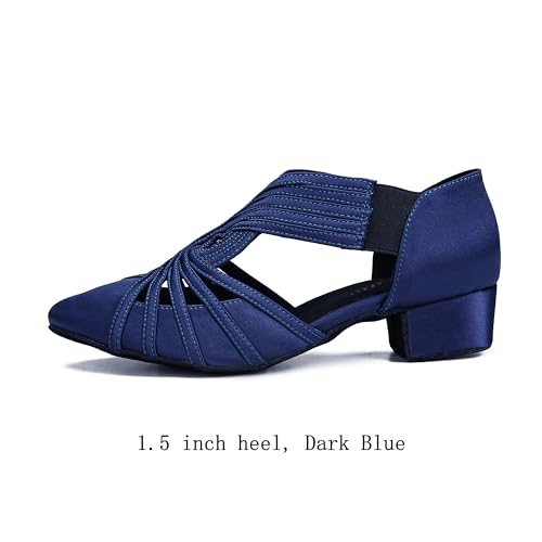 Image of Women Swing Latin Ballroom Salsa Dance Shoes (Closed Toe, Suede Sole) YT12