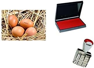 Egg Dater KIT - Includes 3mm Rubber Date Stamp and Ink pad containing Egg Safe Ink - RED